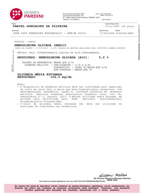 hermes pardini resultado de exames